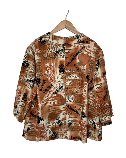 Abstract Graffiti Print Women's Blazer Style Blouse XL