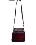 Y2K Western Oxblood Genuine Leather Shoulder Bag with Stitched Detail