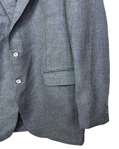 Vintage Pinstripe Pure Virgin Wool Full Suit - Size 50