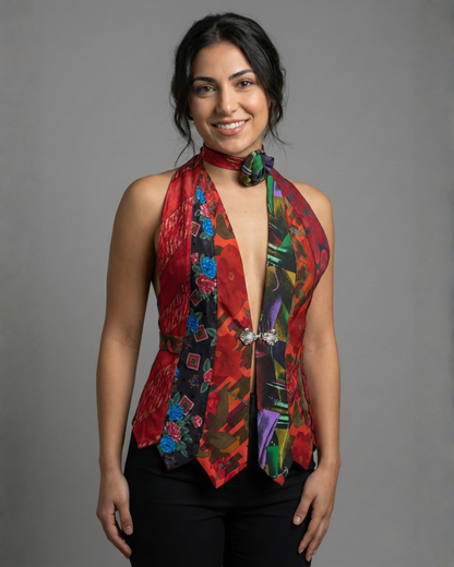 Handmade Upcycled Tie Vest Top with Choker