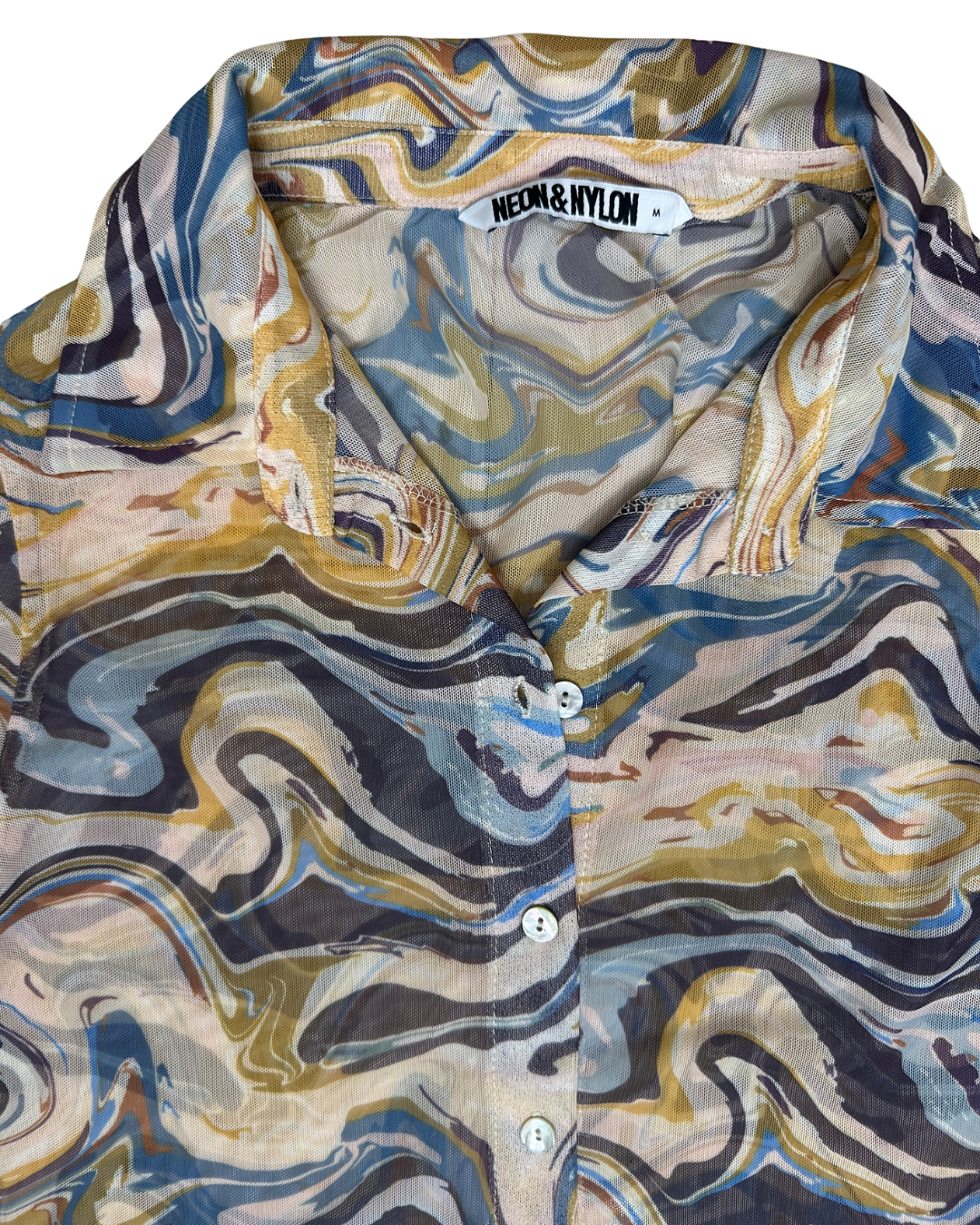 Retro Pattern Sheer Women's Shirt - Medium