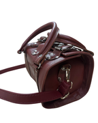 90s Multi-Buckle Cylinder Leather Crossbody Bag with Top Handle