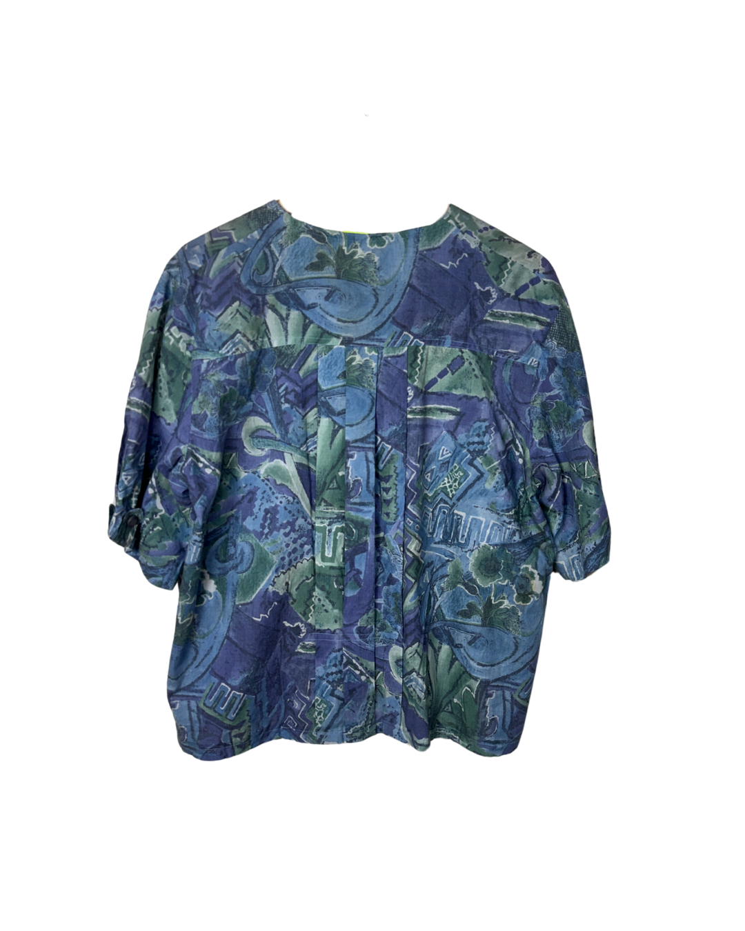 Vintage Abstract Pleated Blouse XL