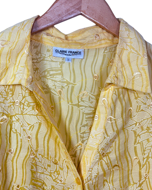 Vintage Claire France Textured Embroidered Shirt - Women's XL