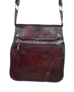 Y2K Western Oxblood Genuine Leather Shoulder Bag with Stitched Detail