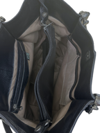Mixed-Texture Genuine Leather  Shoulder Bag with Strap