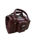 90s Multi-Buckle Cylinder Leather Crossbody Bag with Top Handle