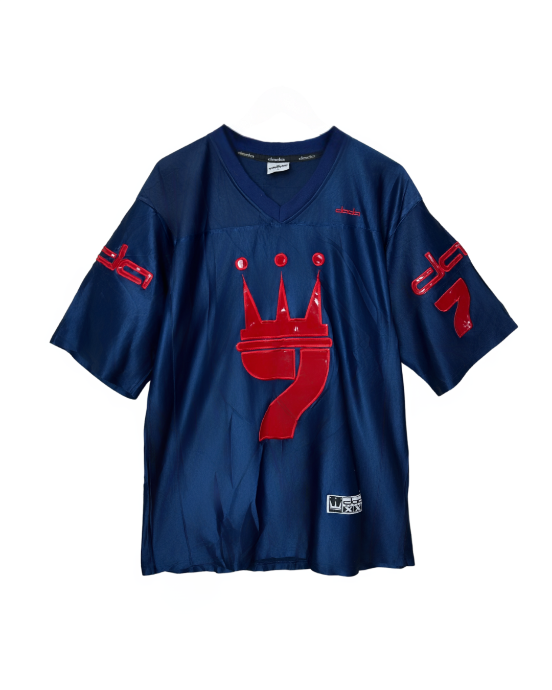 Y2K Dada Supreme Crown 7 Jersey Shirt with Red Vinyl Applique XL