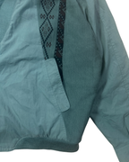 Vintage 80s Teal Knit Panel V-Neck Cardigan Jacket - XL