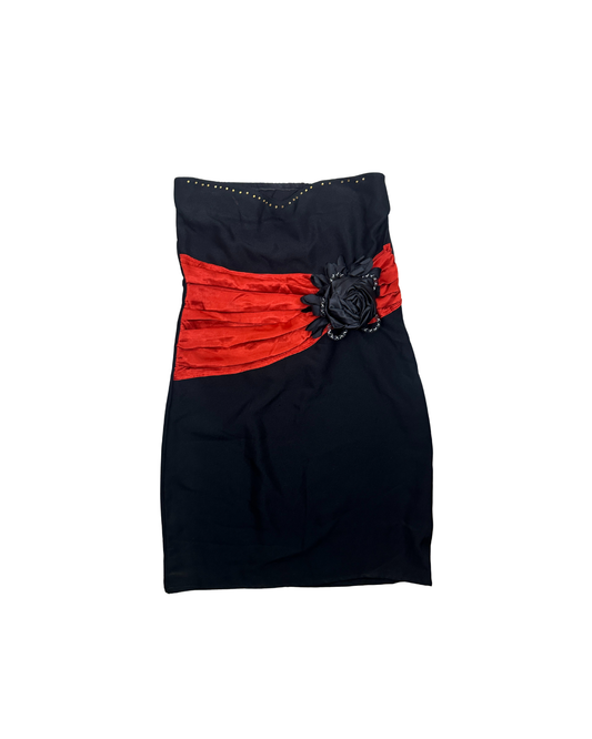 Vintage 80s Strapless Gothic Style Cocktail Dress - Large to XL