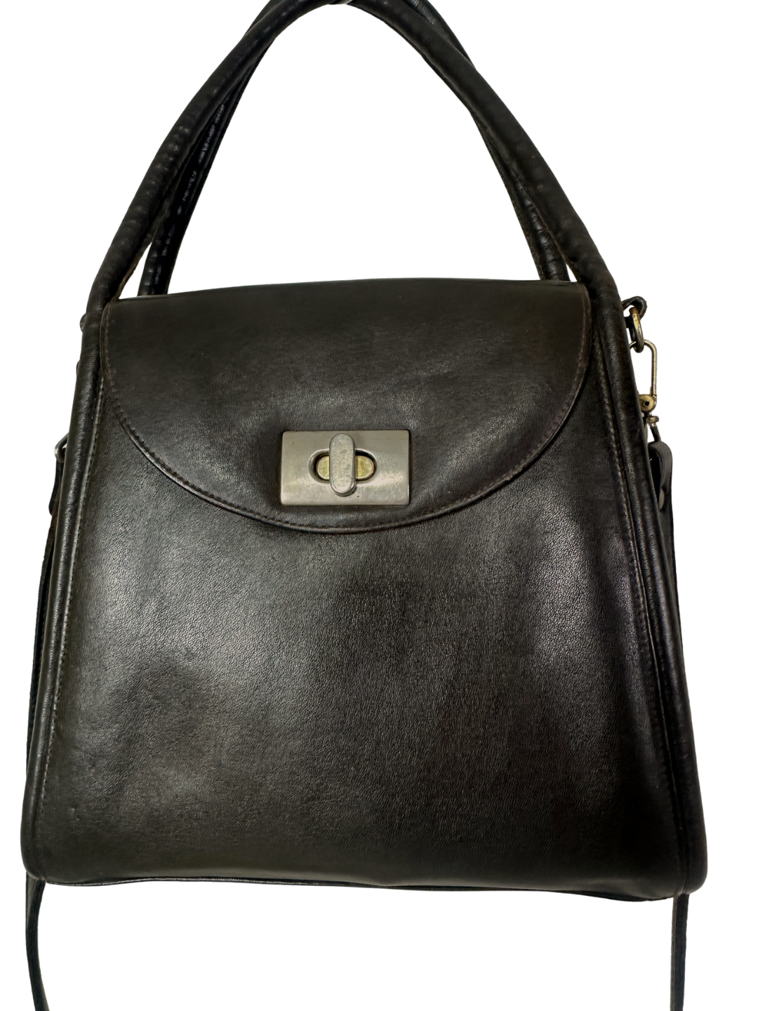 Classic Dark Brown Leather Top-Handle Bag