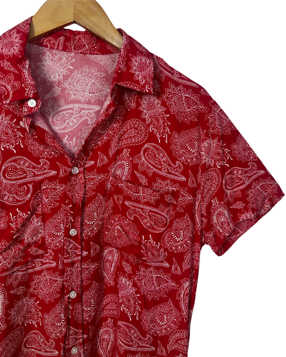Red Paisley Print Shirt
