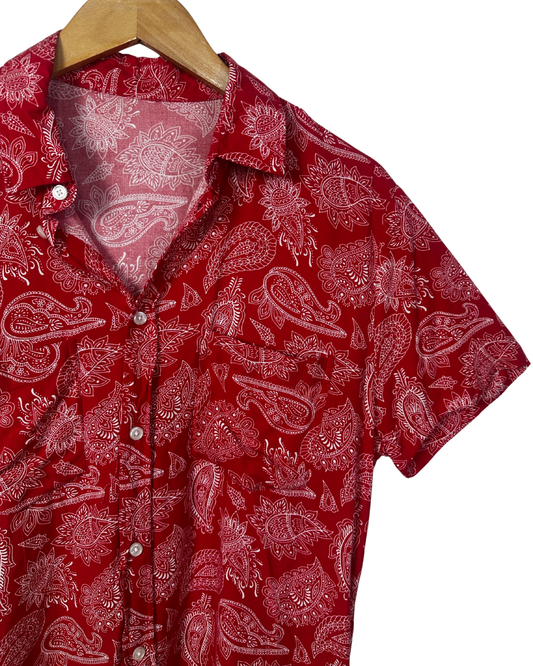 Red Paisley Print Shirt