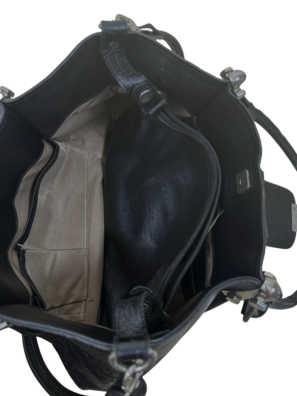 Mixed-Texture Genuine Leather  Shoulder Bag with Strap