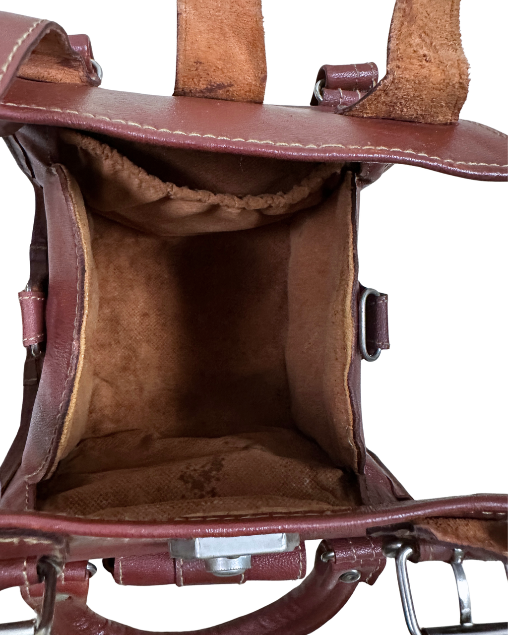 90s Multi-Buckle Cylinder Leather Crossbody Bag with Top Handle