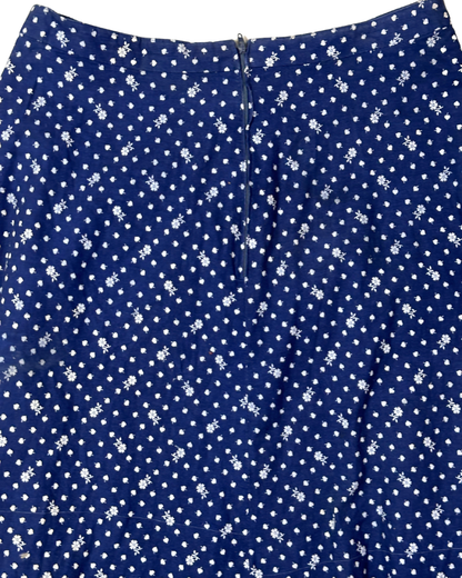 Vintage Navy Blue Floral Midi Skirt