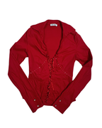 Y2K Bella Sigma Red Lace Up Corset Blouse