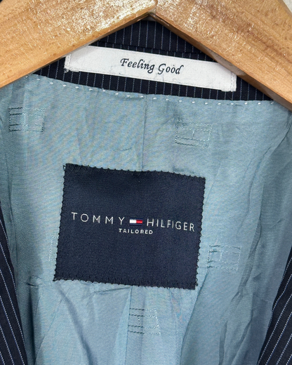 Tommy Hilfiger Feeling Good Tailored Wool Pinstripe Navy Blazer - Size 54