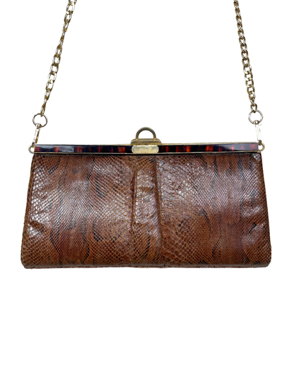 Vintage 1970s Genuine Snakeskin with Gold Chain Strap