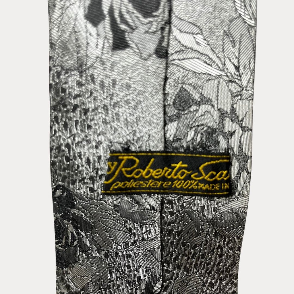 Roberto Scala Silver Floral Necktie 9.5 cm