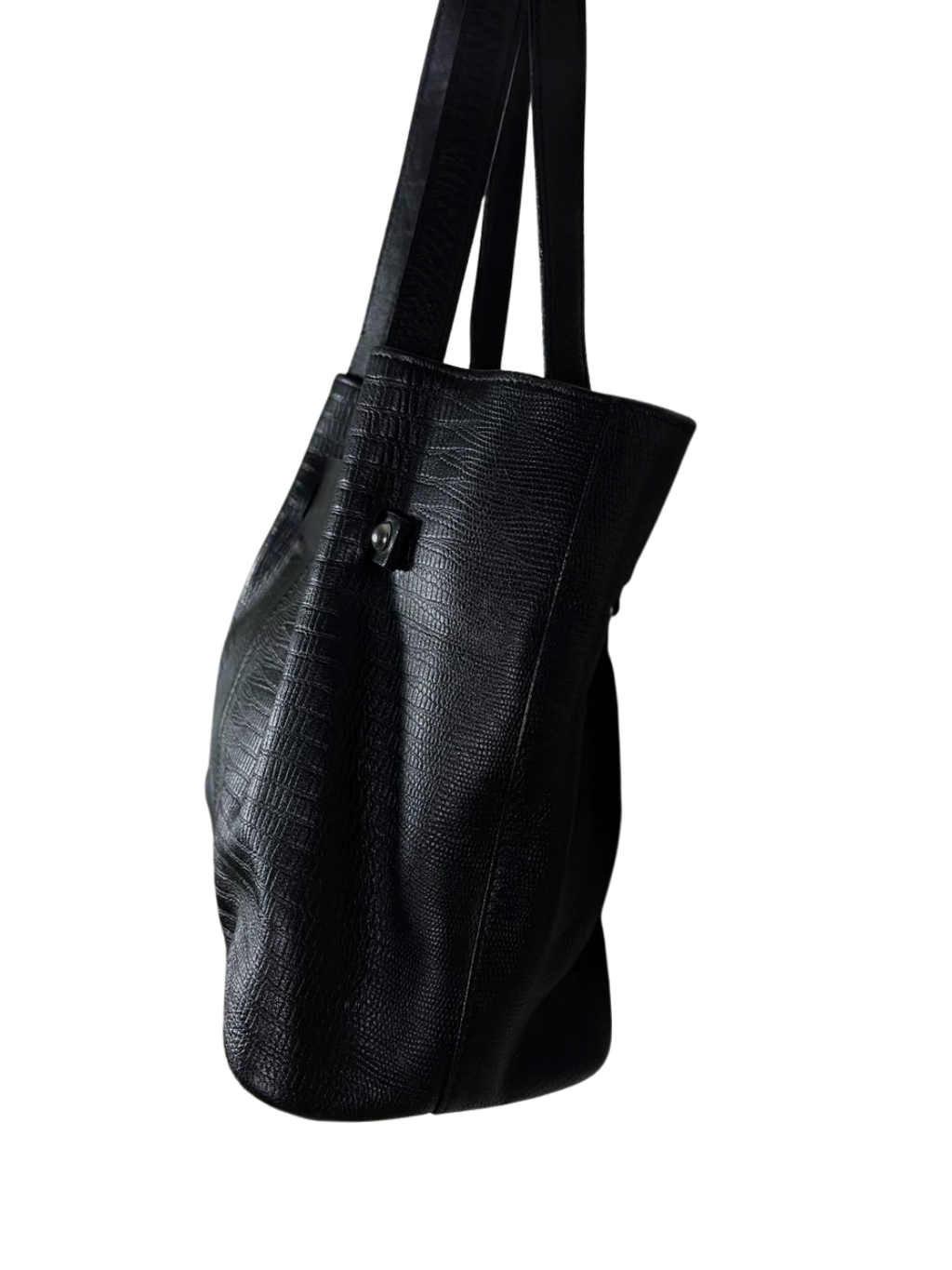 Genuine Leather Shoulder Bag with Belt Detailing