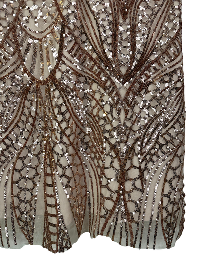Love Triangle Sequin Embellished Cami Rose Gold Dress