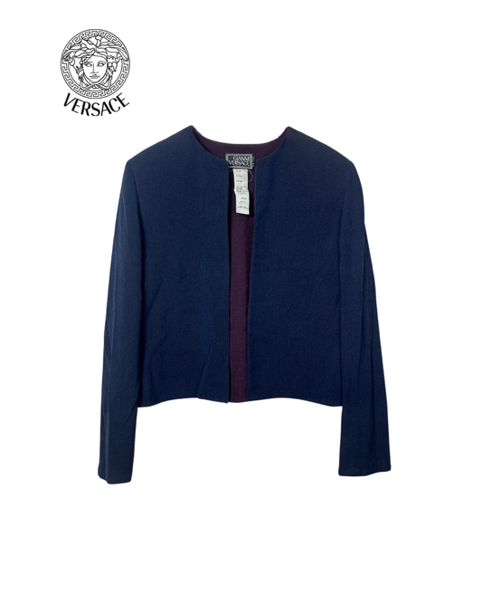 Deadstock Vintage Gianni Versace Couture Wool Women's Open Front Blazer
