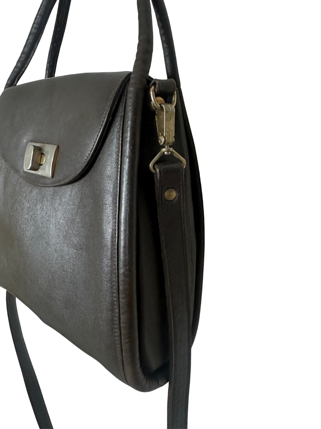 Classic Dark Brown Leather Top-Handle Bag