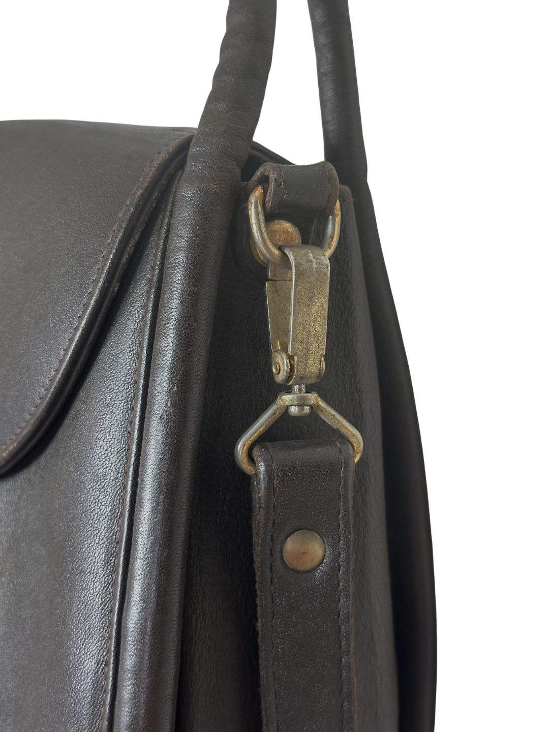 Classic Dark Brown Leather Top-Handle Bag