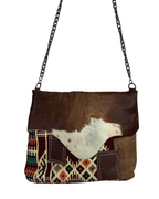 Vintage Y2K Hair-On Cowhide & Kilim Tapestry Shoulder Bag