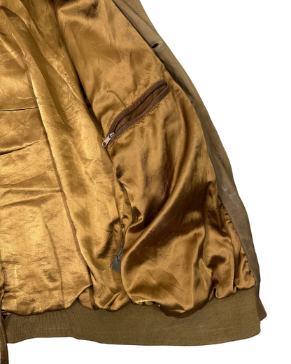 Best of Nature Satin-Lined Suede Real Leather Bomber Jacket 2XL