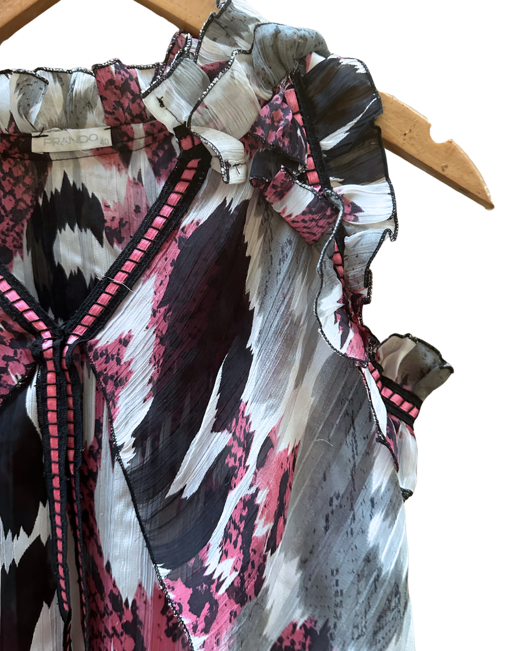 Prando Animal Print Ruffled Blouse