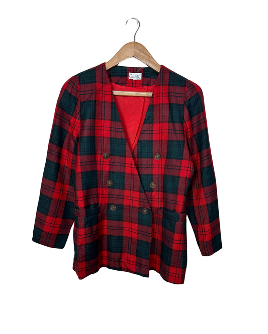Vintage Cassidy Plaid Double-Breasted Blazer