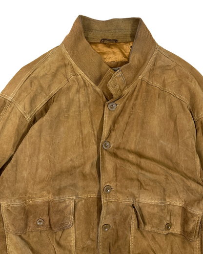 Best of Nature Satin-Lined Suede Real Leather Bomber Jacket 2XL