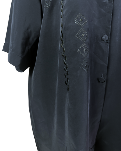 Vintage  Embroidered Women's Shirt with Shoulder Pads