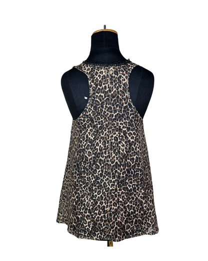 River Island Assymetrical Leopard Tank Top with Lace Trim