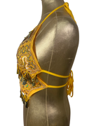 Yellow Sequin and Coin Fringe Festival Halter Top