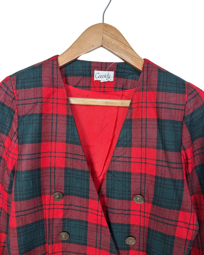 Vintage Cassidy Plaid Double-Breasted Blazer