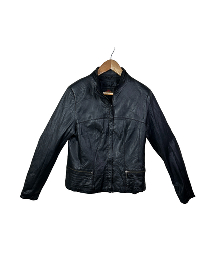Vintage Genuine Leather Biker Jacket - Small