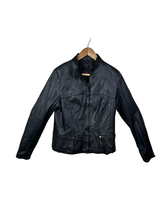 Vintage Genuine Leather Biker Jacket - Small