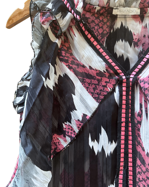 Prando Animal Print Ruffled Blouse