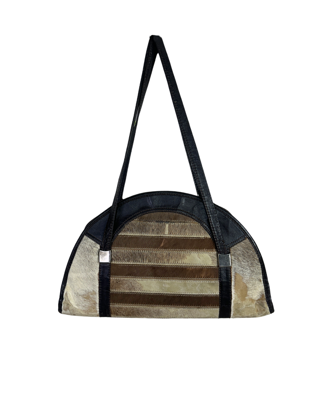 Vintage Hair-On Cowhide Striped Half-Moon Bag
