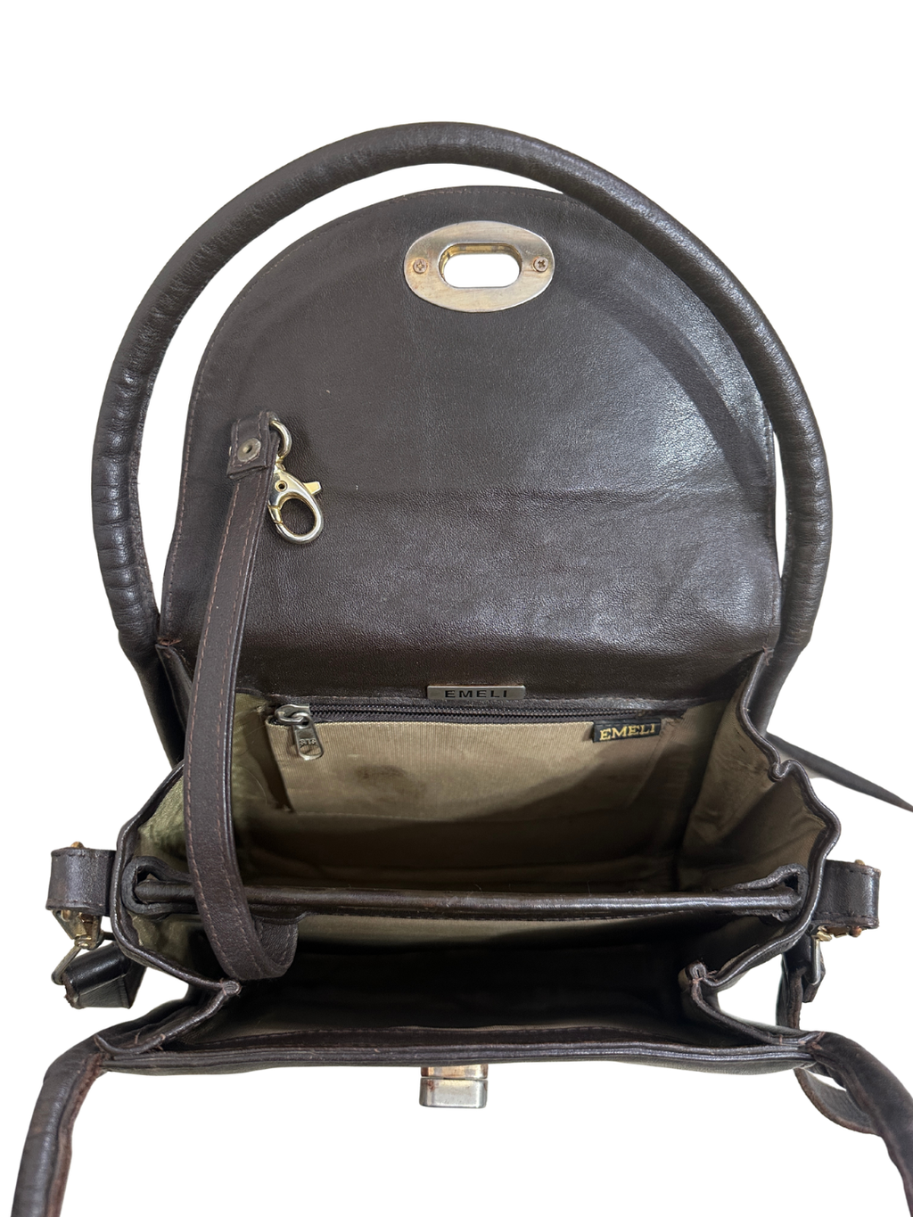 Classic Dark Brown Leather Top-Handle Bag