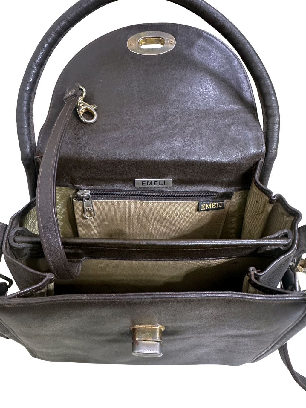 Classic Dark Brown Leather Top-Handle Bag