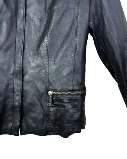 Vintage Genuine Leather Biker Jacket - Small