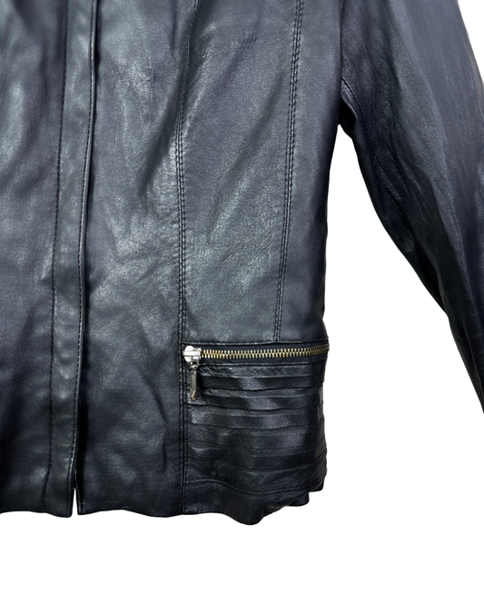Vintage Genuine Leather Biker Jacket - Small