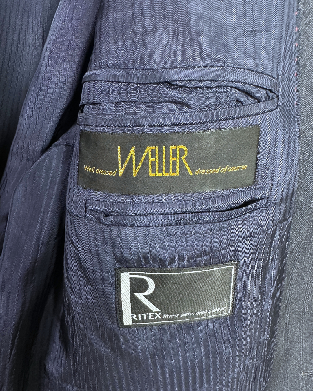 Vintage Weller Pure New Wool Blue Blazer (Swiss Fabric) - 2XL