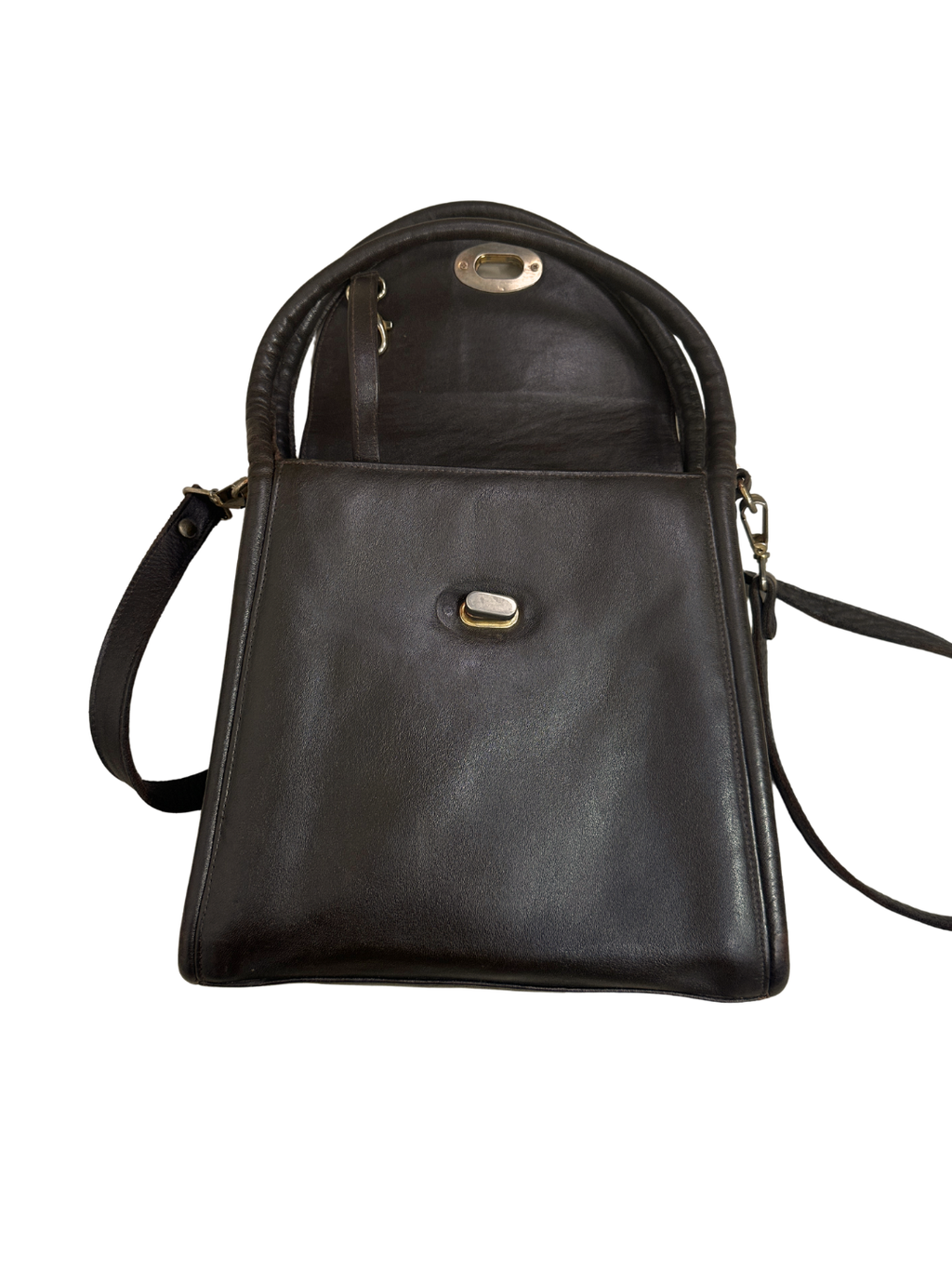 Classic Dark Brown Leather Top-Handle Bag