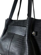 Genuine Leather Shoulder Bag with Belt Detailing