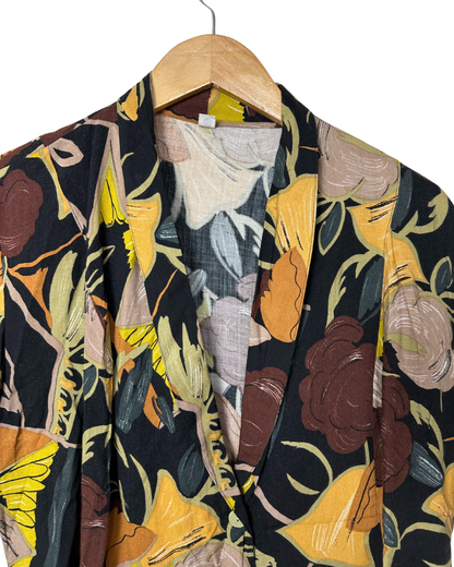 Vintage Pleated Cropped Women's Blouse Large